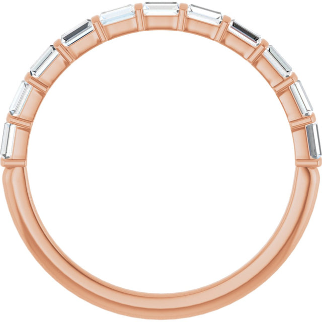 14K Gold Straight Baguette Natural Diamond Bar Channel-Set Anniversary Band – 2.5x1.5 mm Stones - Rose Gold - view 2
