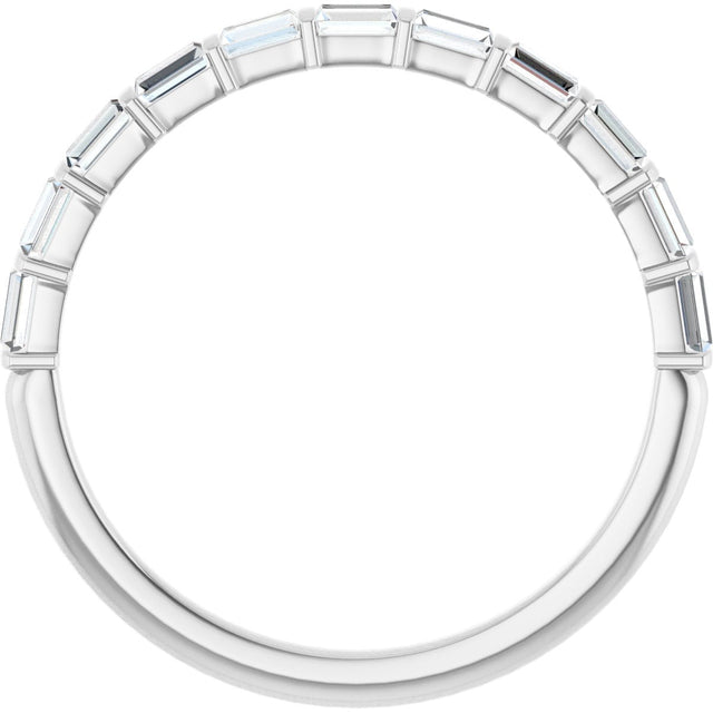 10K Gold Straight Baguette Natural Diamond Bar Channel-Set Anniversary Band – 1/5–5/8 CTW - White Gold - view 2