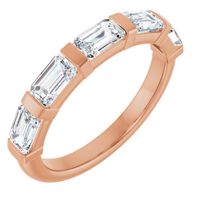 14K Gold Emerald Lab-Grown Diamond Bar Channel-Set Anniversary Band – 1 1/2–2 1/2 CTW - Rose Gold