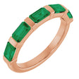 14K Gold Emerald Natural Green Emerald Bar Channel-Set Anniversary Band - Rose Gold