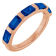 14K Gold Emerald Natural Blue Sapphire Bar Channel-Set Anniversary Band - Rose Gold