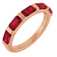 14K Gold Emerald Lab-Grown Red Ruby Bar Channel-Set Anniversary Band - Rose Gold