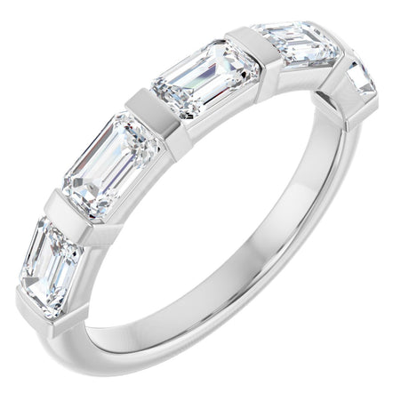 10K Gold Emerald Natural Diamond Bar Channel-Set Anniversary Band – 1 3/4–3 1/4 CTW - White Gold