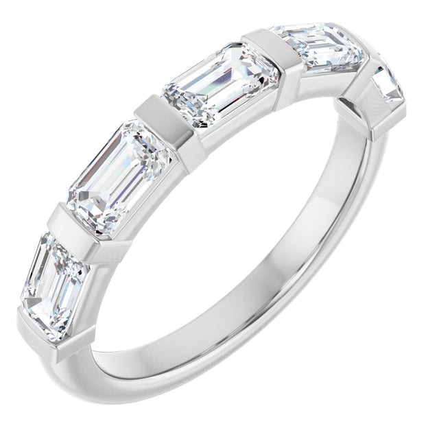 14K Gold Emerald Natural Diamond Bar Channel-Set Anniversary Band – 1 7/8–2 1/2 CTW - White Gold