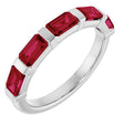 Platinum Emerald Lab-Grown Red Ruby Bar Channel-Set Anniversary Band