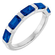 Platinum Emerald Natural Blue Sapphire Bar Channel-Set Anniversary Band