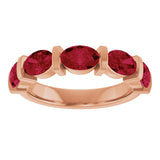 14K Gold Oval Lab-Grown Red Ruby Bar Channel-Set Anniversary Band - Rose Gold - view 3