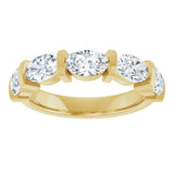 10K Gold Oval Natural Diamond Bar Channel-Set Anniversary Band – 1 1/3–1 7/8 CTW - Yellow Gold - view 3