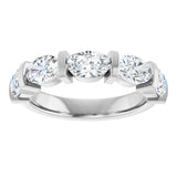 10K Gold Oval Lab-Grown Diamond Bar Channel-Set Anniversary Band – 9/10–2 CTW - White Gold - view 3