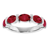 Platinum Oval Lab-Grown Red Ruby Bar Channel-Set Anniversary Band - view 3
