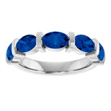 Platinum Oval Lab-Grown Blue Sapphire Bar Channel-Set Anniversary Band - view 3