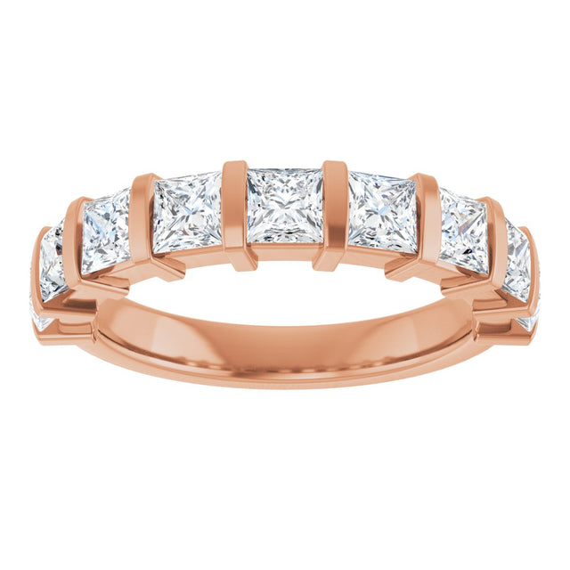 14K Gold Square Lab-Grown Diamond Bar Channel-Set Anniversary Band – 1 1/2–2 3/4 CTW - Rose Gold - view 3