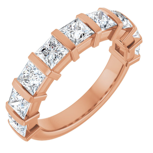 14K Gold Square Lab-Grown Diamond Bar Channel-Set Anniversary Band – 1 1/2–2 3/4 CTW - Rose Gold