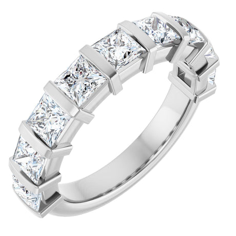 10K Gold Square Natural Diamond Bar Channel-Set Anniversary Band – 1 3/8–2 3/4 CTW - White Gold