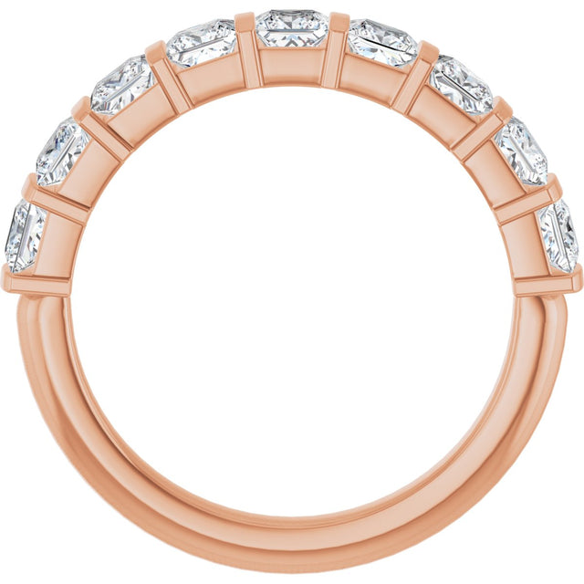 10K Gold Square Natural Diamond Bar Channel-Set Anniversary Band – 1 3/8–2 3/4 CTW - Rose Gold - view 2