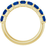 14K Gold Square Lab-Grown Blue Sapphire Bar Channel-Set Anniversary Band - Yellow Gold - view 2
