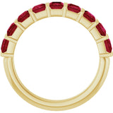 14K Gold Square Lab-Grown Red Ruby Bar Channel-Set Anniversary Band - Yellow Gold - view 2