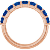 14K Gold Square Natural Blue Sapphire Bar Channel-Set Anniversary Band - Rose Gold - view 2