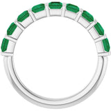 Platinum Square Lab-Grown Green Emerald Bar Channel-Set Anniversary Band - view 2