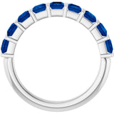 Platinum Square Lab-Grown Blue Sapphire Bar Channel-Set Anniversary Band - view 2