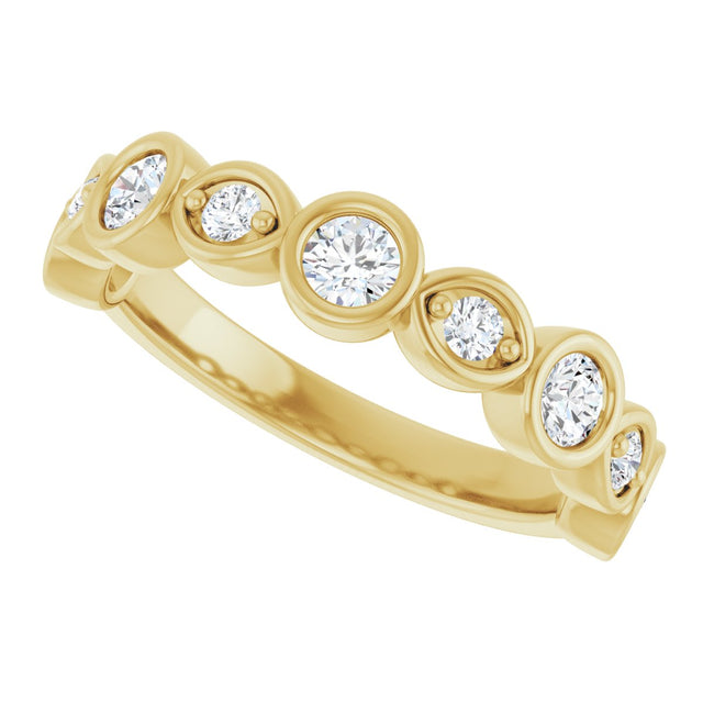 14K Gold Round Natural Diamond Anniversary Band – 1/8–5/8 CTW - Yellow Gold - view 5