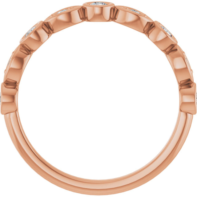 14K Gold Round Natural Diamond Anniversary Band – 1/8–5/8 CTW - Rose Gold - view 2