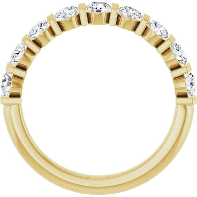 10K Gold Round Natural Diamond Bar Channel-Set Anniversary Band – 3/4–1 1/2 CTW - Yellow Gold - view 2