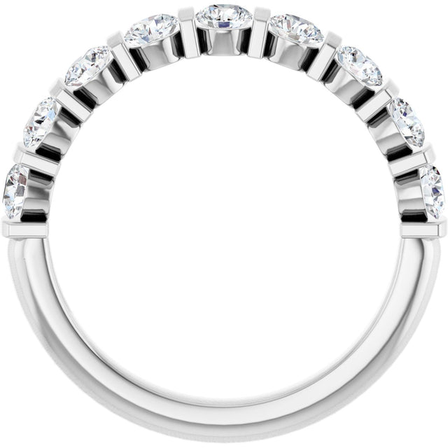 10K Gold Round Lab-Grown Diamond Bar Channel-Set Anniversary Band – 9/10–1 1/3 CTW - White Gold - view 2
