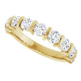10K Gold Round Natural Diamond Bar Channel-Set Anniversary Band – 3/4–1 1/2 CTW - Yellow Gold - view 5