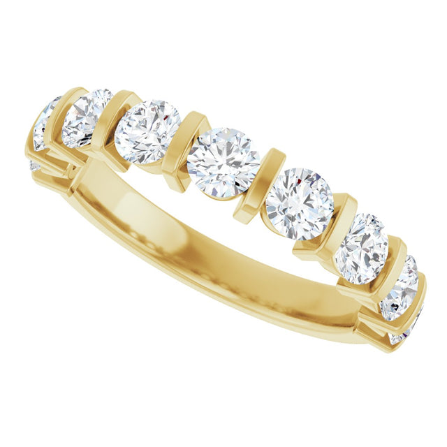 10K Gold Round Lab-Grown Diamond Bar Channel-Set Anniversary Band – 9/10–1 1/3 CTW - Yellow Gold - view 5