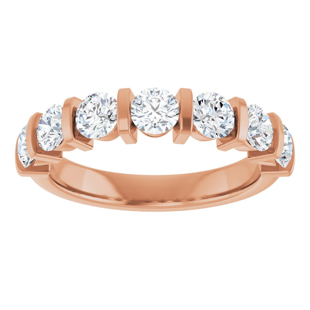 10K Gold Round Lab-Grown Diamond Bar Channel-Set Anniversary Band – 9/10–1 1/3 CTW - Rose Gold - view 3