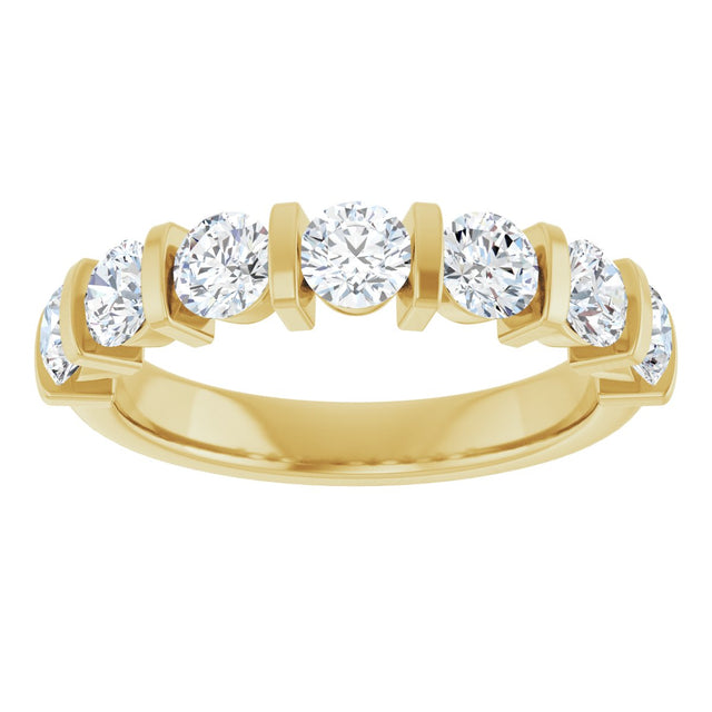10K Gold Round Lab-Grown Diamond Bar Channel-Set Anniversary Band – 9/10–1 1/3 CTW - Yellow Gold - view 3