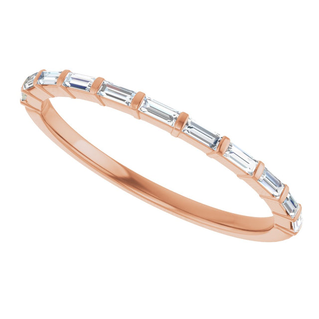 10K Gold Straight Baguette Natural Diamond Bar Channel-Set Anniversary Band – 1/5–5/8 CTW - Rose Gold - view 5