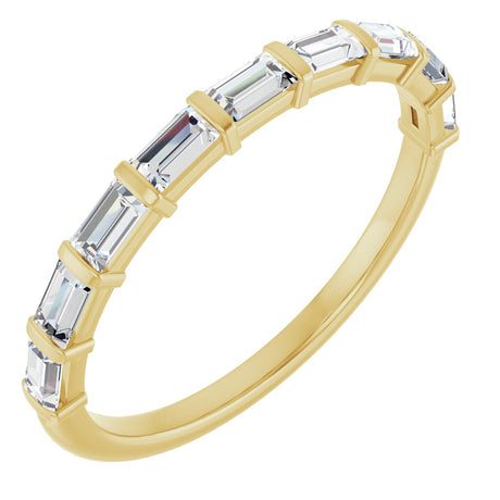10K Gold Straight Baguette Natural Diamond Bar Channel-Set Anniversary Band – 1/5–5/8 CTW - Yellow Gold