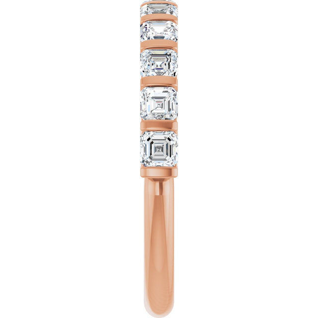 14K Gold Asscher Natural Diamond Bar Channel-Set Anniversary Band – 5/8–1 3/8 CTW - Rose Gold - view 4