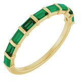 14K Gold Straight Baguette Natural Green Emerald Bar Channel-Set Anniversary Band - Yellow Gold