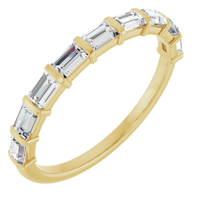 14K Gold Straight Baguette Lab-Grown Diamond Bar Channel-Set Anniversary Band – 3x2 mm Stones - Yellow Gold