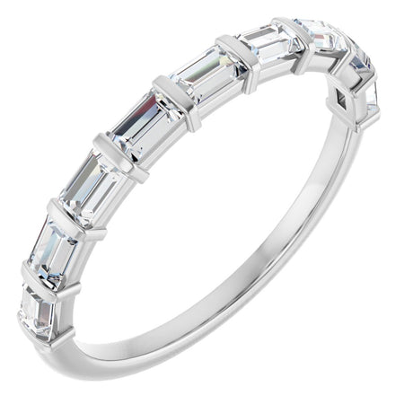 10K Gold Straight Baguette Lab-Grown Diamond Bar Channel-Set Anniversary Band – 3/4–9/10 CTW - White Gold