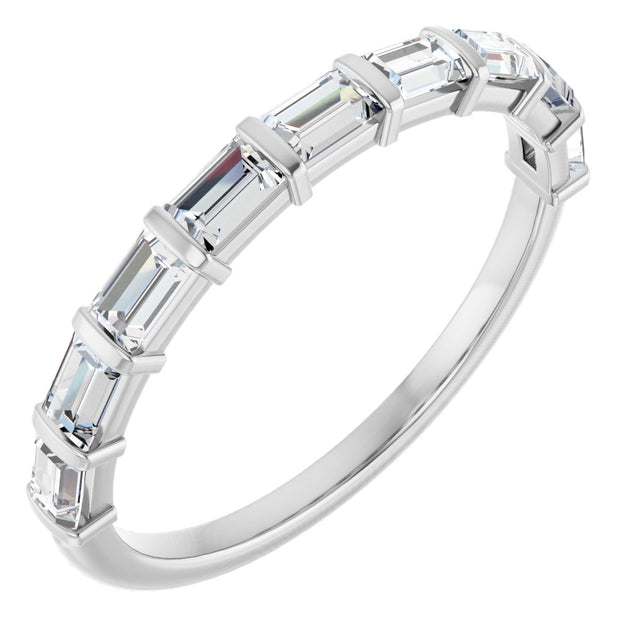 10K Gold Straight Baguette Natural Diamond Bar Channel-Set Anniversary Band – 1/5–5/8 CTW - White Gold