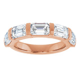 10K Gold Emerald Lab-Grown Diamond Bar Channel-Set Anniversary Band – 1 5/8–2 1/2 CTW - Rose Gold - view 3