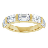 10K Gold Emerald Lab-Grown Diamond Bar Channel-Set Anniversary Band – 1 5/8–2 1/2 CTW - Yellow Gold - view 3