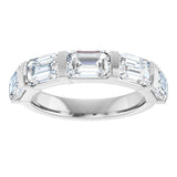 10K Gold Emerald Natural Diamond Bar Channel-Set Anniversary Band – 1 3/4–3 1/4 CTW - White Gold - view 3