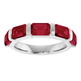 Platinum Emerald Lab-Grown Red Ruby Bar Channel-Set Anniversary Band - view 3