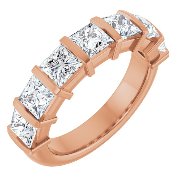14K Gold Square Lab-Grown Diamond Bar Channel-Set Anniversary Band – 1 1/2–2 3/4 CTW - Rose Gold