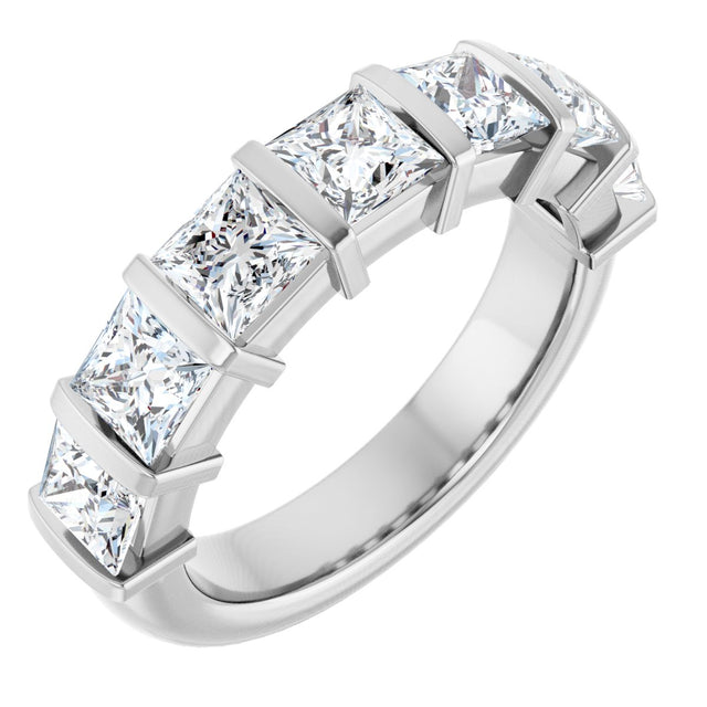 14K Gold Square Natural Diamond Bar Channel-Set Anniversary Band – 1 3/8–2 3/4 CTW - White Gold