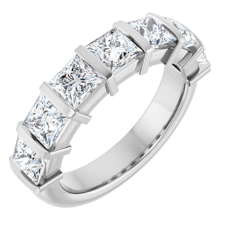 10K Gold Square Natural Diamond Bar Channel-Set Anniversary Band – 1 3/8–2 3/4 CTW - White Gold