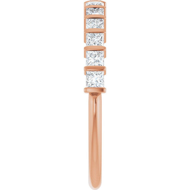 10K Gold Square Natural Diamond Bar Channel-Set Anniversary Band – 3/8–1 CTW - Rose Gold - view 4