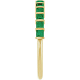 14K Gold Square Natural Green Emerald Bar Channel-Set Anniversary Band - Yellow Gold - view 4