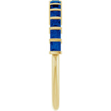 14K Gold Square Natural Blue Sapphire Bar Channel-Set Anniversary Band - Yellow Gold - view 4
