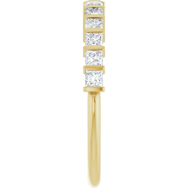 10K Gold Square Natural Diamond Bar Channel-Set Anniversary Band – 3/8–1 CTW - Yellow Gold - view 4